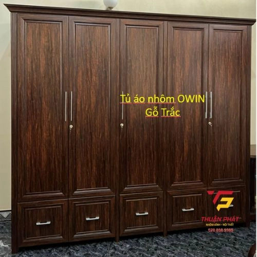 Tủ Áo Nhôm Owin Gỗ Trắc